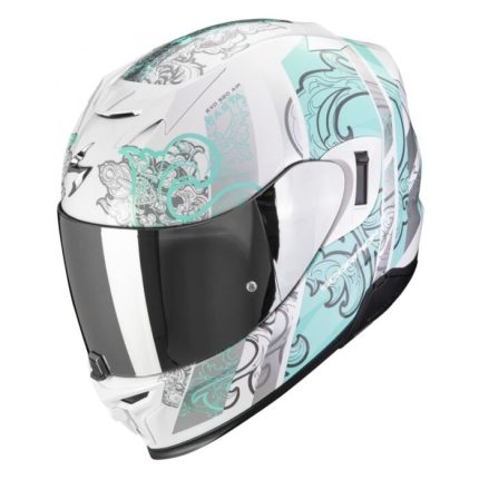 Scorpion Exo-520 EVO FASTA Blanco-Azul Casco Integral de Moto