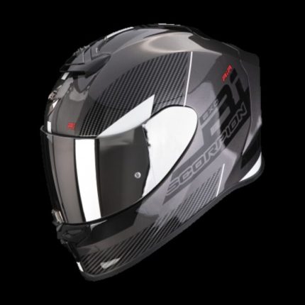 Scorpion Exo-R1 Evo Air Final Plata Oscuro/Negro/Blanco Casco Integral Moto