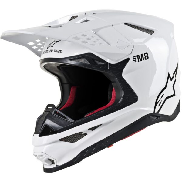 ALPINESTARS Supertech SM8 Solid White Gloss Motocross Helmet ALPINESTARS Supertech SM8 Solid White Gloss Motocross Helmet