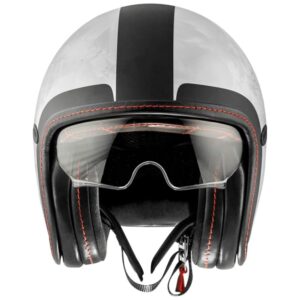 PREMIER Vintage Platinum DR DO92BM Grey / Black / Red Open-Face Helmet - Image 3