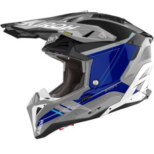 AIROH Aviator 3 Saber Blue Motocross Helmet - Image 1