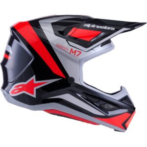 Casco de motocross ALPINESTARS S-M7 Rise Negro / Plata / Rojo Flúor 2026 - Imagen 5