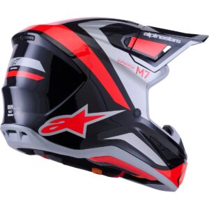 Casco de motocross ALPINESTARS S-M7 Rise Negro / Plata / Rojo Flúor 2026 - Imagen 4
