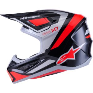 Casco de motocross ALPINESTARS S-M7 Rise Negro / Plata / Rojo Flúor 2026 - Imagen 2