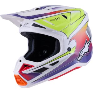 Casco de motocross ALPINESTARS S-M7 Fuse Blanco / Amarillo Flúor / Morado 2026 - Imagen 1