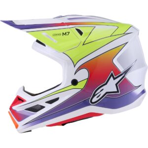 Casco de motocross ALPINESTARS S-M7 Fuse Blanco / Amarillo Flúor / Morado 2026 - Imagen 2