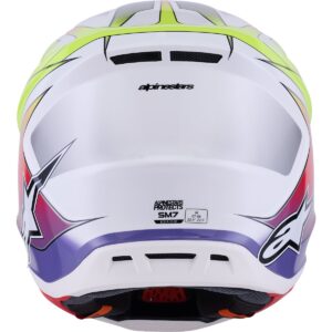 Casco de motocross ALPINESTARS S-M7 Fuse Blanco / Amarillo Flúor / Morado 2026 - Imagen 3