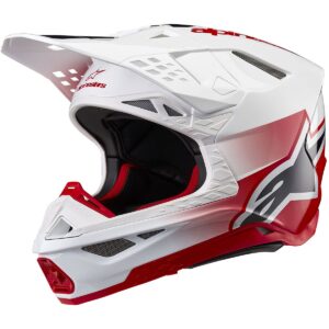 ALPINESTARS Supertech S-M10 Unite Red / White Glossy 2024 Motocross Helmet - Image 1