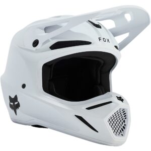 FOX V3 Solid Junior Matt White 2024 Motocross Helmet - Image 1