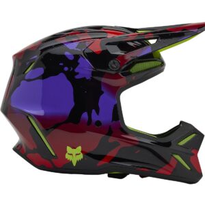 Casco de motocross FOX V3 Throttle Amarillo Flúor 2025 - Imagen 2