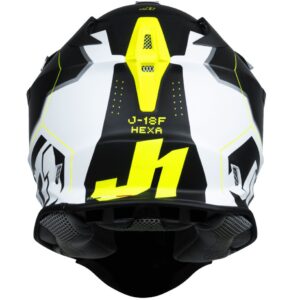 JUST1 J18F Hexa Black / Grey / Yellow Fluo / White Matt 2025 Motocross Helmet - Image 2