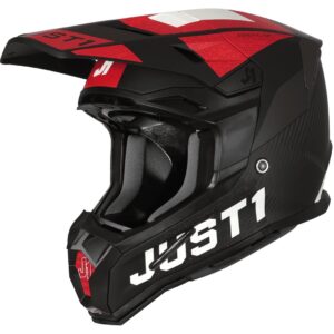 JUST1 J22 Adrenaline Red / White / Carbon Matt 2024 Motocross Helmet - Image 1