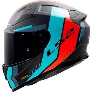 Casco integral LS2 FF811 Vector II Carbon Grid Rojo Mate / Cian - Imagen 1