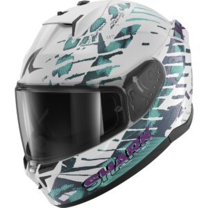 Casco integral SHARK D-Skwal 3 Reptaia Blanco / Verde Azulado - Imagen 1
