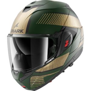 SHARK Oxo Sikter Matt Green / Chrom / Gold Full-Face Helmet - Image 2