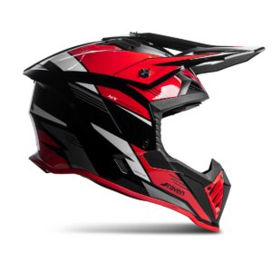 Casco de motocross RAVEN Morphous Negro Brillante / Rojo